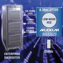 Maxim推出用于高速網(wǎng)絡設備的低抖動時鐘發(fā)生器MAX3627